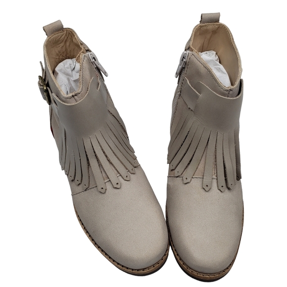 Marc Joseph | NIB Green Point Light Grey Nubuck Fringe Leather Ankle Booties 1 - Picture 10 of 14